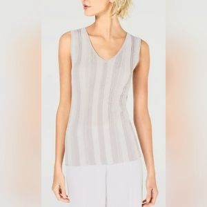 INC International Concepts Women's Ribbed Silver/Metallic Ombre Tank Top Gray M